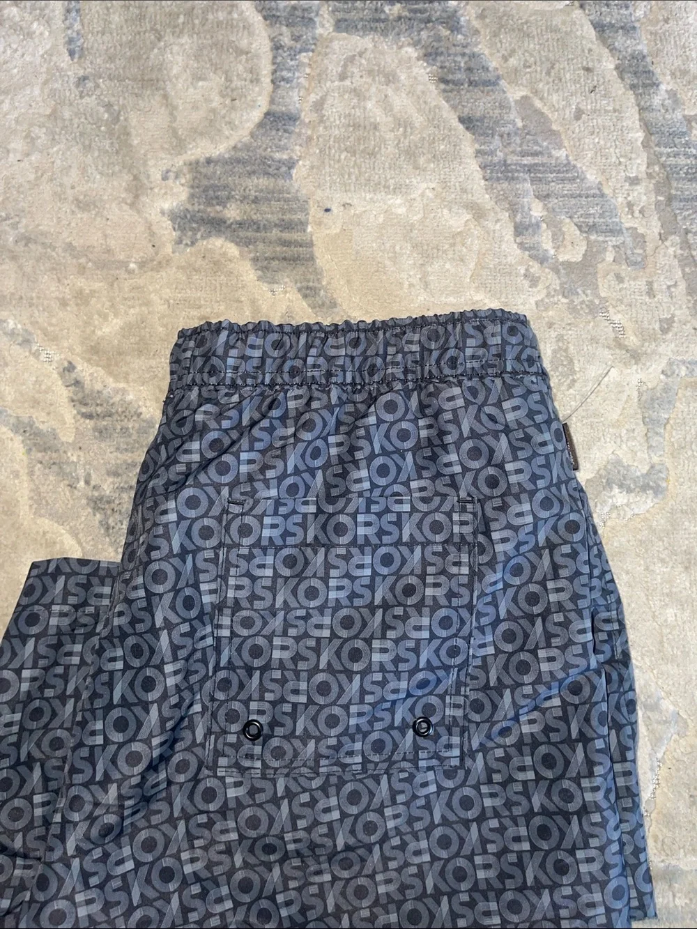 Michael Kors Navy Logo-Print Athletic Shorts
